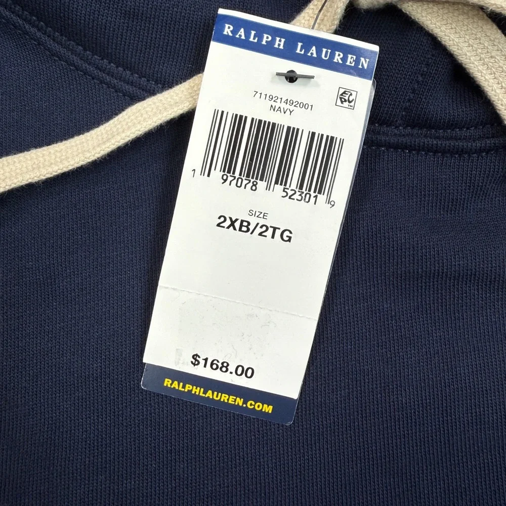 Polo Ralph Lauren Mens 2XB Hoodie Navy Blue RL Graphic Fleece NWT